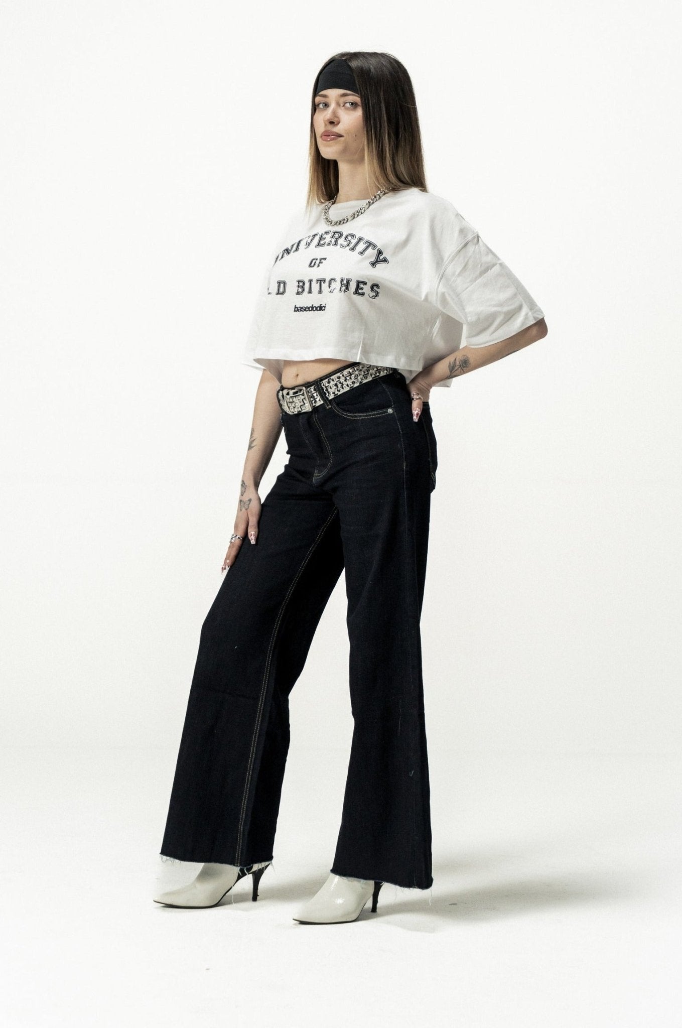 Crop Tee "DIVA" University White - BASEDODICI®