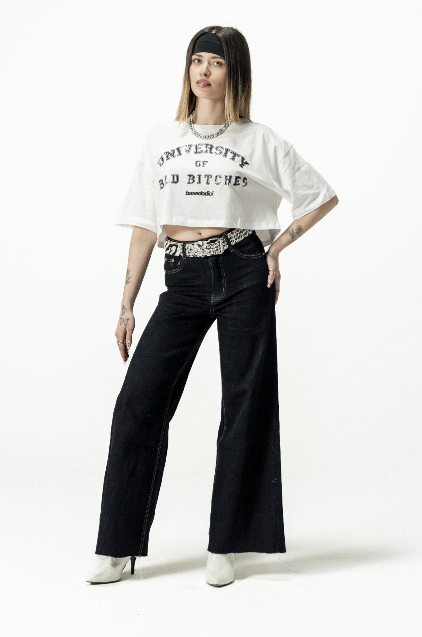 Crop Tee "DIVA" University White - BASEDODICI®