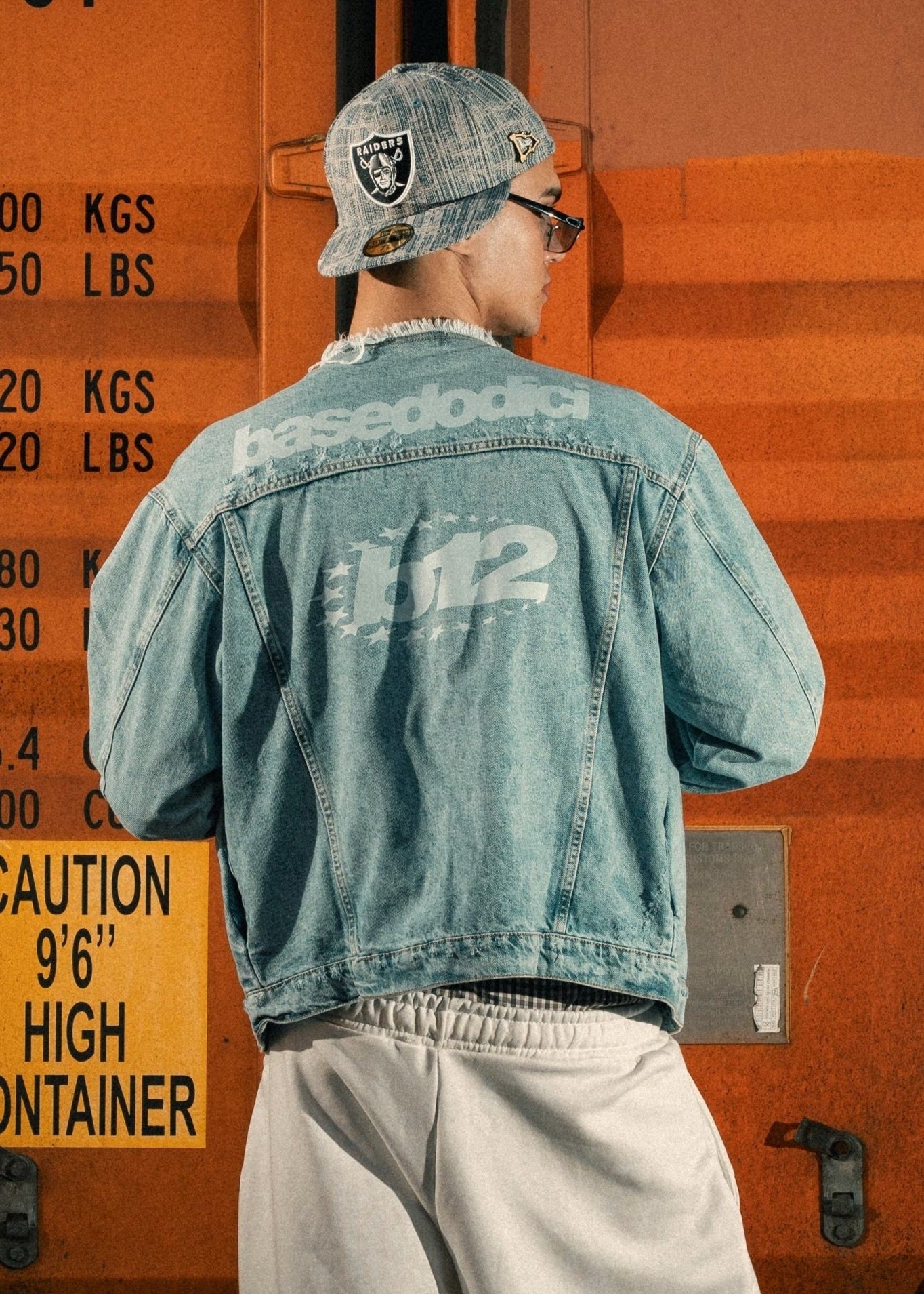Denim Jacket "LAST DELIVERY" BackLogo Light Blue - BASEDODICI®