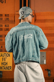 Denim Jacket "LAST DELIVERY" BackLogo Light Blue - BASEDODICI®