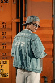 Denim Jacket "LAST DELIVERY" BackLogo Light Blue - BASEDODICI®