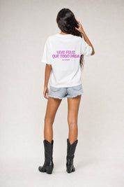 T-Shirt "COPY&PASTE" ViveFeliz White/GlitterPink