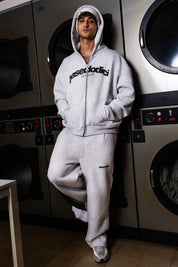 Fleece Pants "COMFY" Front Logo AshGrey/Black - BASEDODICI®