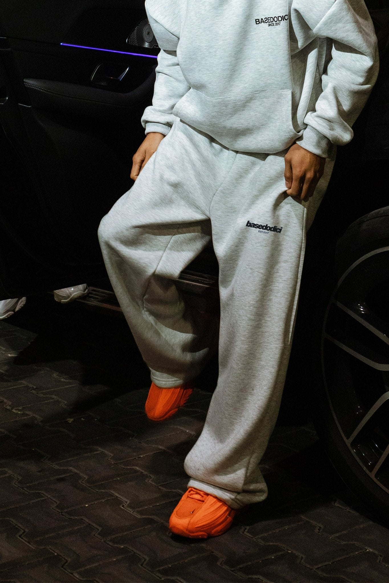 Fleece Pants "COMFY" Front Logo AshGrey/Black - BASEDODICI®