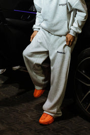 Fleece Pants "COMFY" Front Logo AshGrey/Black - BASEDODICI®