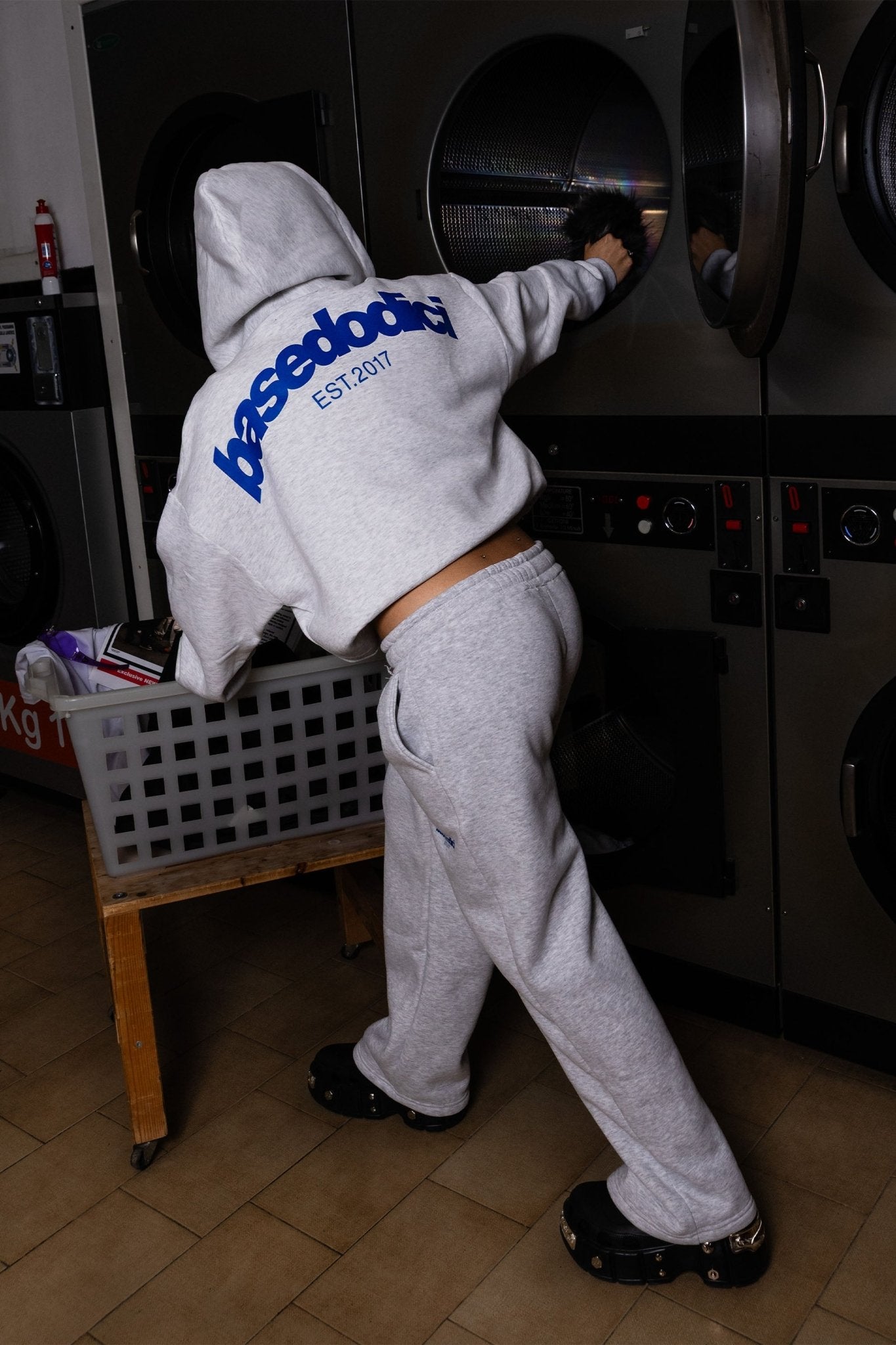Fleece Pants "COMFY" Front Logo AshGrey/Blue - BASEDODICI®