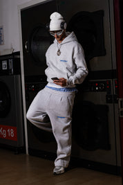 Fleece Pants "COMFY" Front Logo AshGrey/Blue - BASEDODICI®