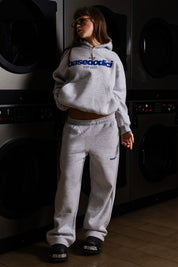 Fleece Pants "COMFY" Front Logo AshGrey/Blue - BASEDODICI®