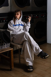 Fleece Pants "COMFY" Front Logo AshGrey/Blue - BASEDODICI®