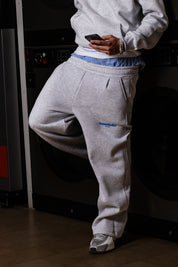 Fleece Pants "COMFY" Front Logo AshGrey/Blue - BASEDODICI®