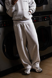 Fleece Pants "COMFY" Vertical Logo AshGrey/Black - BASEDODICI®
