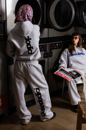 Fleece Pants "COMFY" Vertical Logo AshGrey/Black - BASEDODICI®