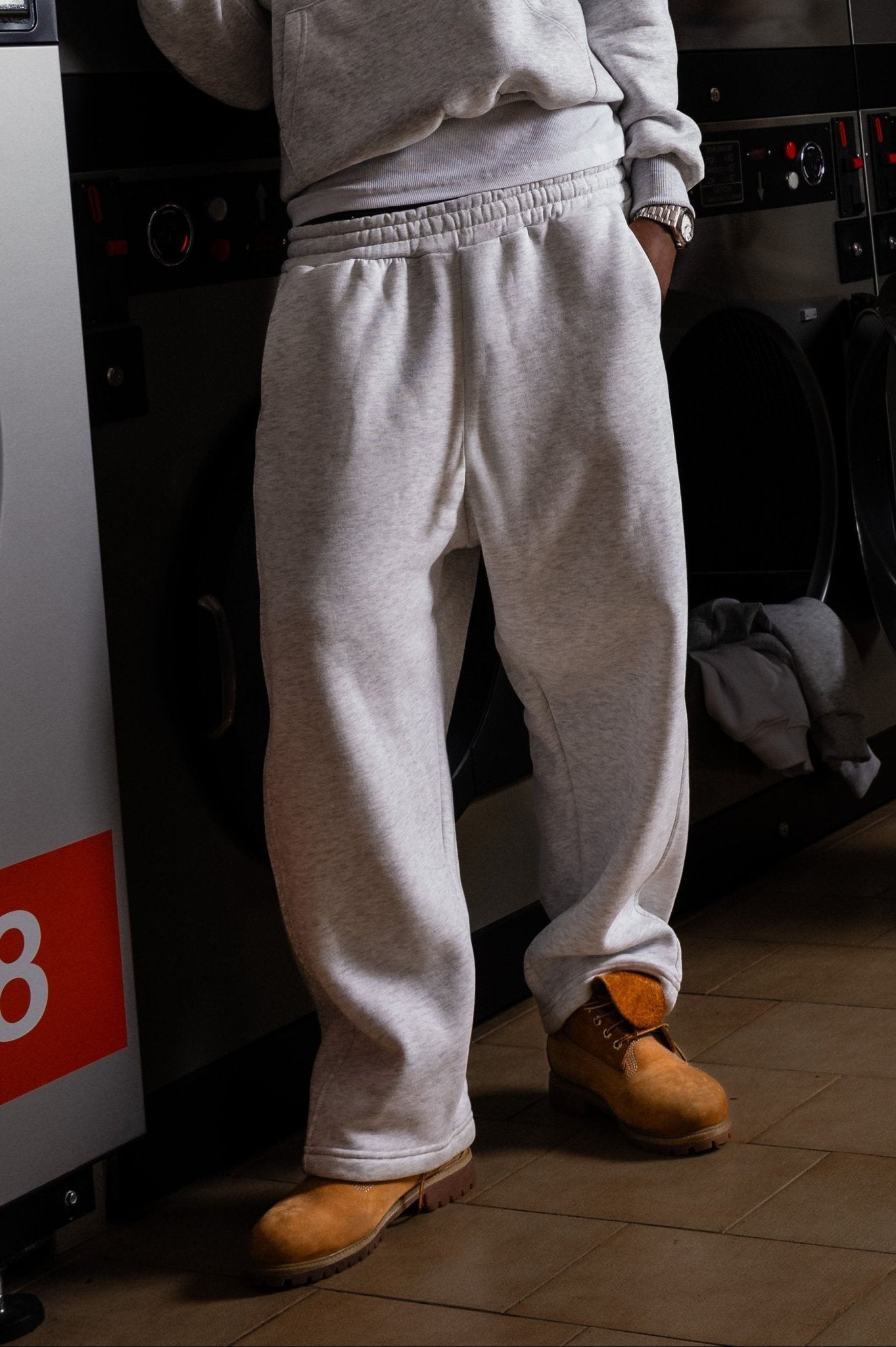 Fleece Pants "COMFY" Vertical Logo AshGrey/Black - BASEDODICI®