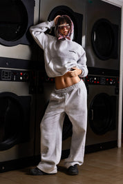 Fleece Pants "COMFY" Vertical Logo AshGrey/Black - BASEDODICI®