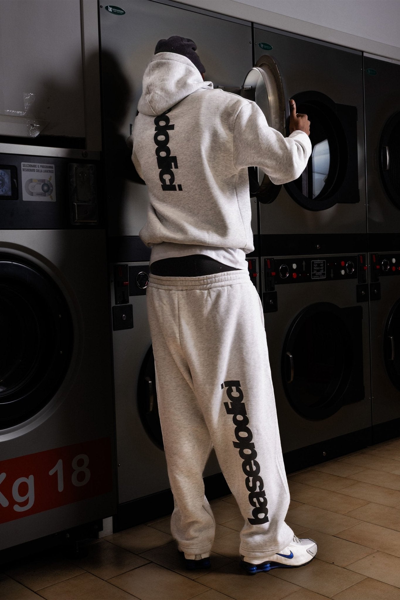 Fleece Pants "COMFY" Vertical Logo AshGrey/Black - BASEDODICI®