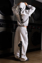 Fleece Pants "COMFY" Vertical Logo AshGrey/Black - BASEDODICI®