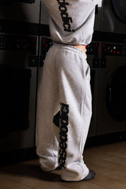 Fleece Pants "COMFY" Vertical Logo AshGrey/Black - BASEDODICI®