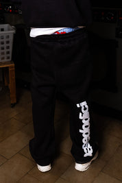 Fleece Pants "COMFY" Vertical Logo Black/White - BASEDODICI®