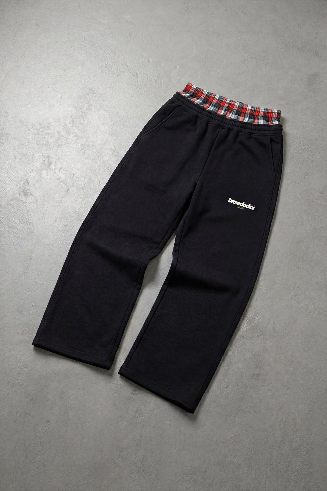 Fleece Pants "FOR DREAMERS" DoubleLayer Logo Black/Red - BASEDODICI®