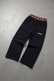 Fleece Pants "FOR DREAMERS" DoubleLayer Logo Black/Red - BASEDODICI®