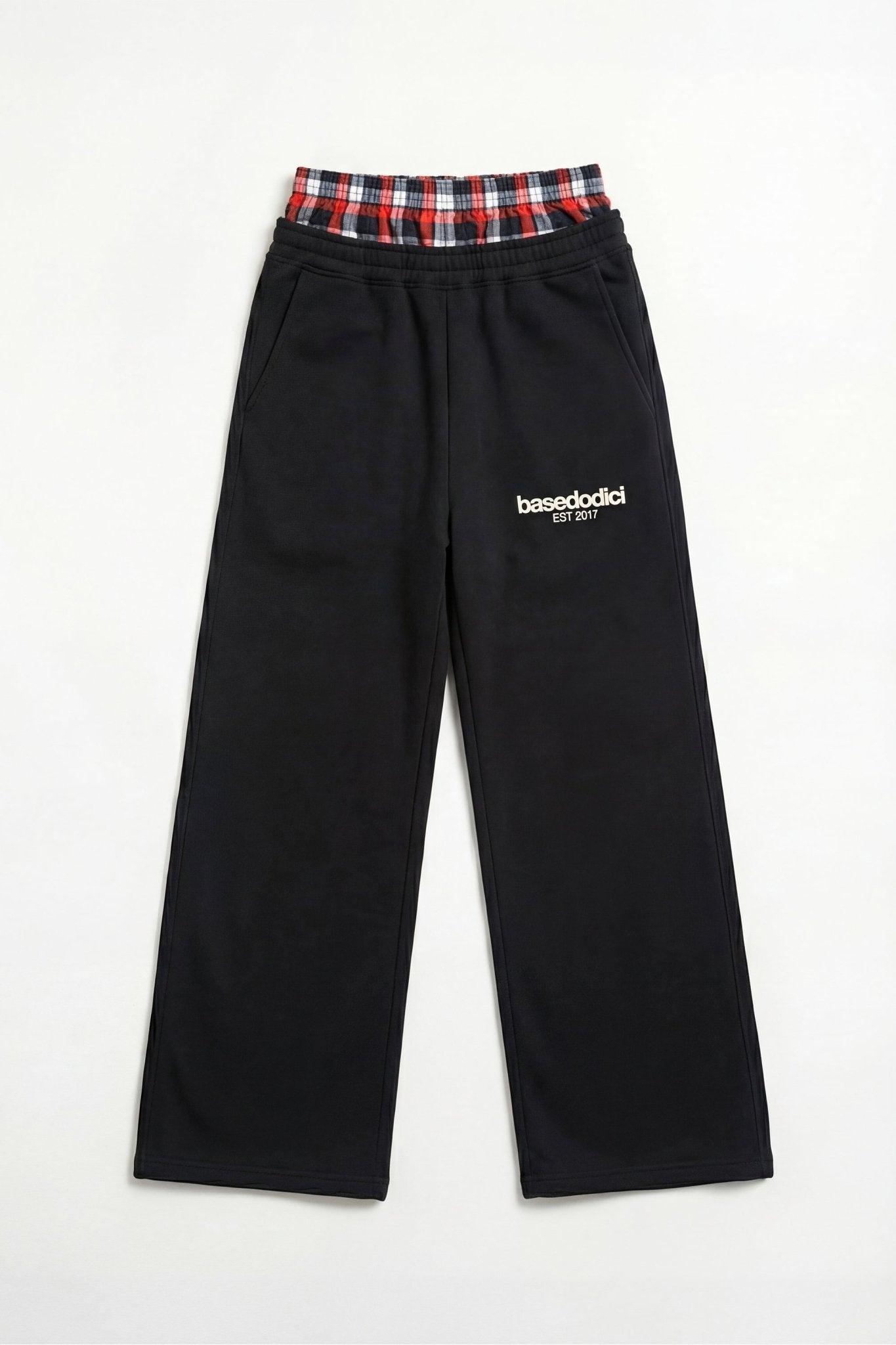 Fleece Pants "FOR DREAMERS" DoubleLayer Logo Black/Red - BASEDODICI®