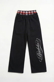 Fleece Pants "FOR DREAMERS" DoubleLayer Script Black/Red - BASEDODICI®