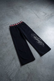 Fleece Pants "FOR DREAMERS" DoubleLayer Script Black/Red - BASEDODICI®