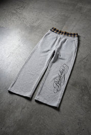 Fleece Pants "FOR DREAMERS" DoubleLayer Script Grey/Yellow - BASEDODICI®