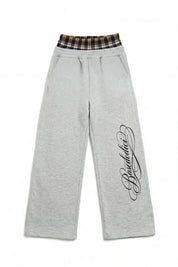 Fleece Pants "FOR DREAMERS" DoubleLayer Script Grey/Yellow - BASEDODICI®