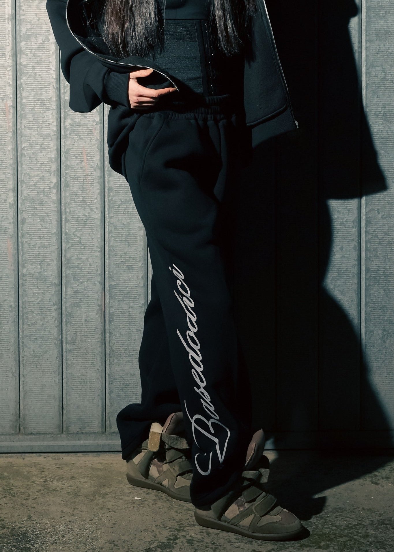 Fleece Pants "RUDE DIAMOND" Script Black - BASEDODICI®