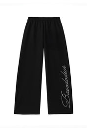 Fleece Pants "RUDE DIAMOND" Script Black - BASEDODICI®