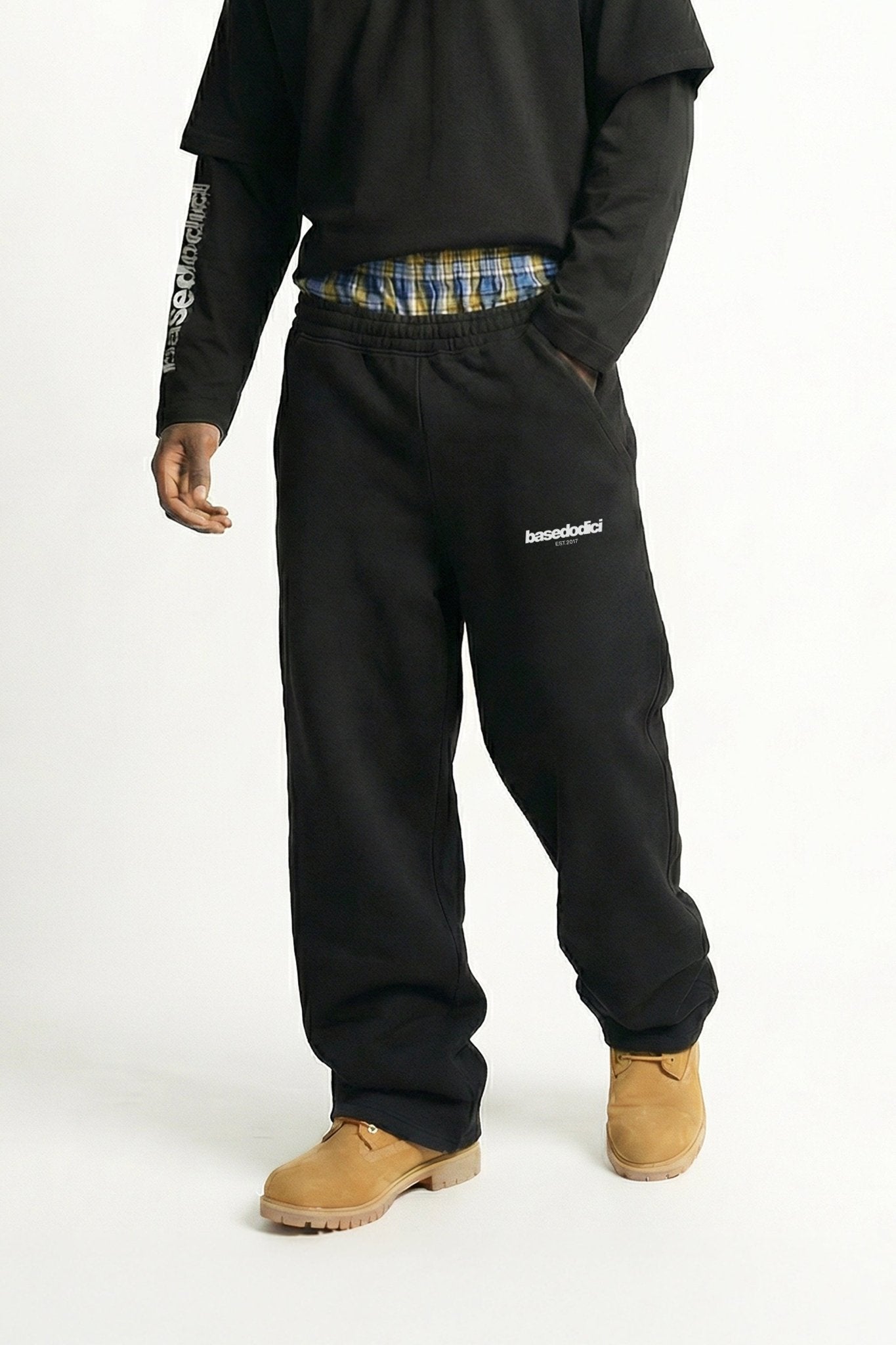 Fleece Pants "VALENTINE" DoubleLayer Black/BigCheck - BASEDODICI®