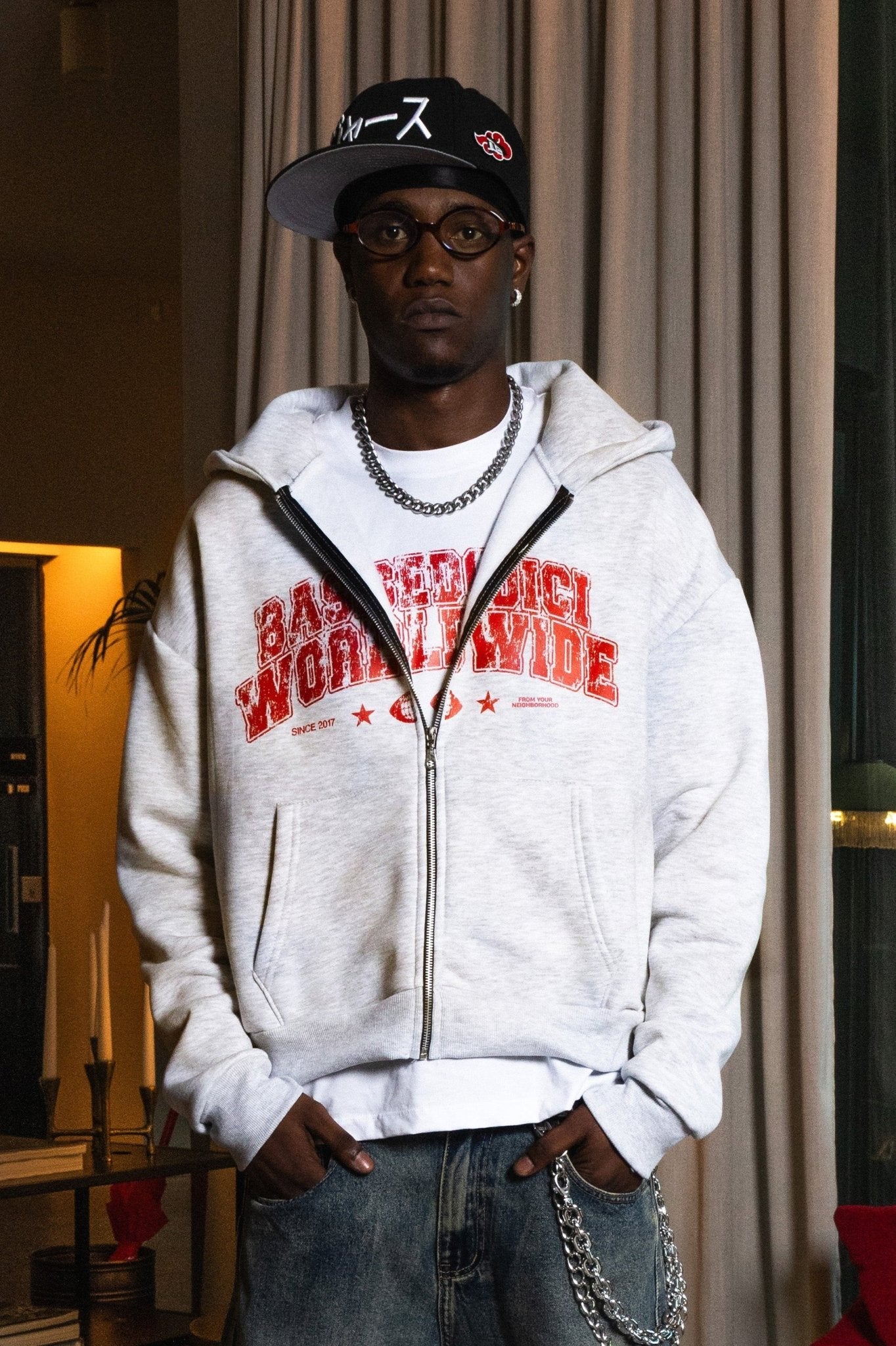 Full Zip "WORLD TOUR" B12 Worldwide AshGrey - BASEDODICI®