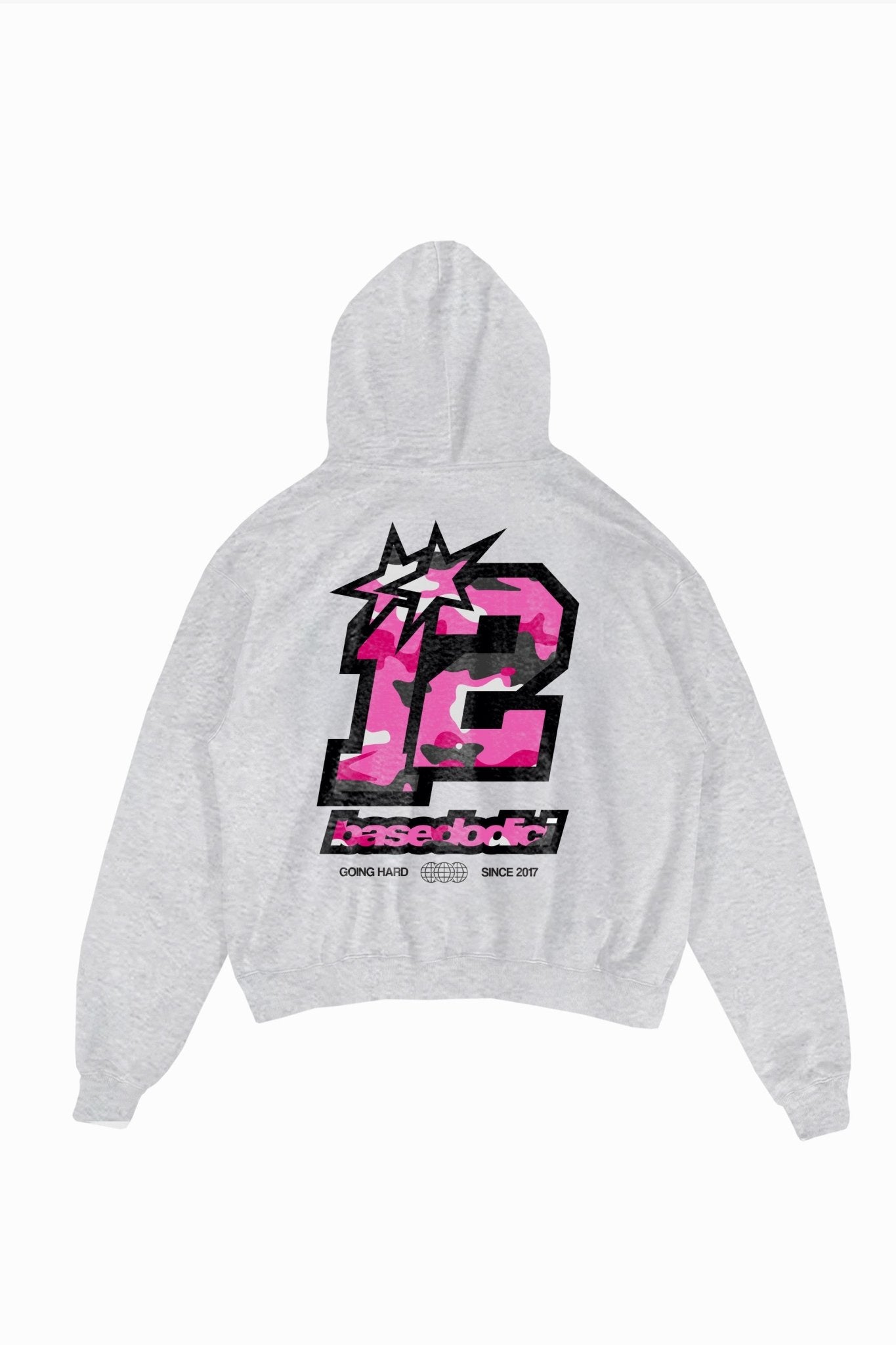 Hoodie "4PLAYER" Back 12 AshGrey/CamoPink - BASEDODICI®