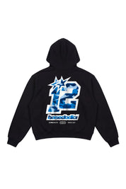 Hoodie "4PLAYERS" Back 12 Black/CamoBlue