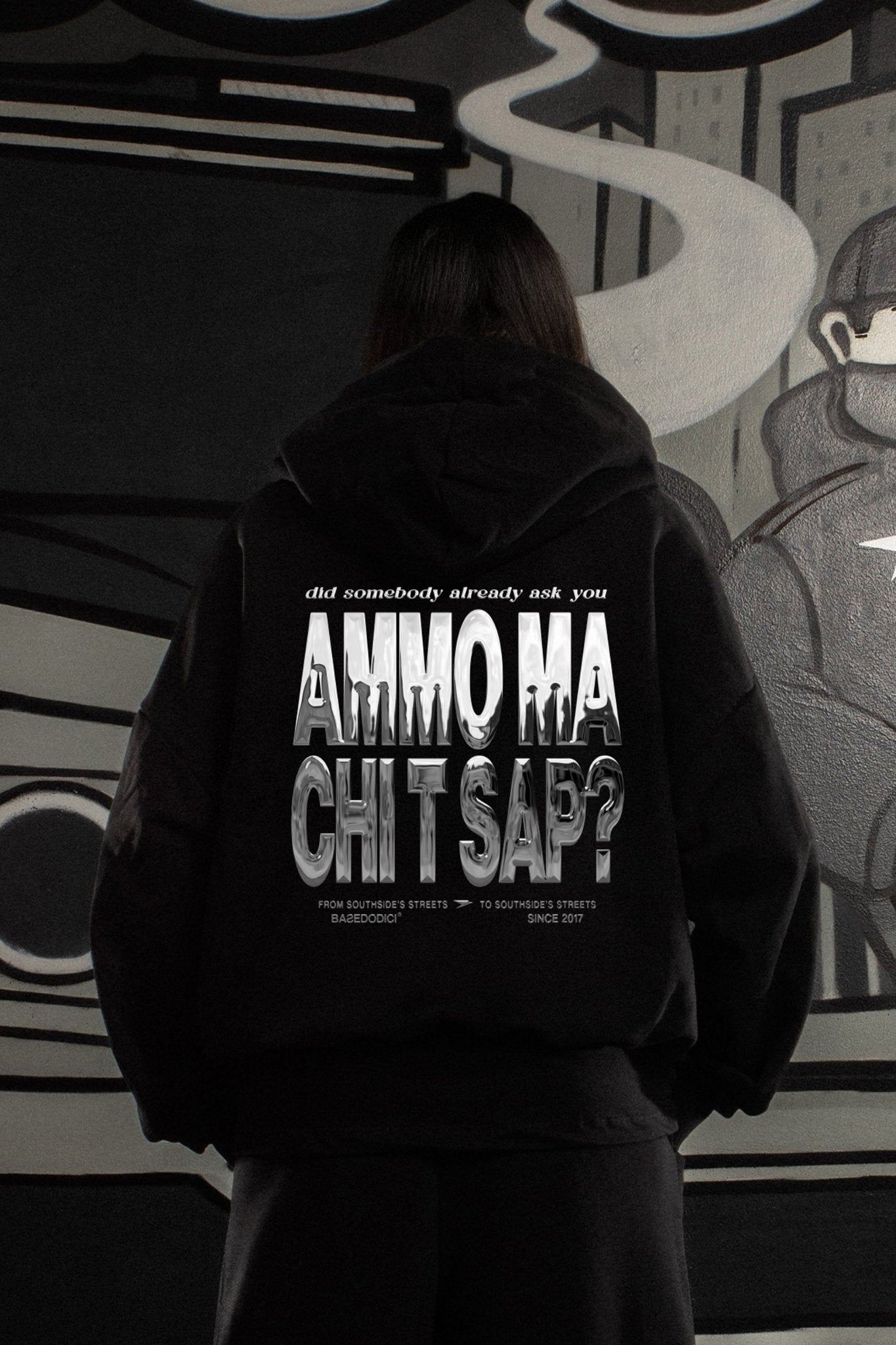 Hoodie "AMMO" CHI'T'SAP Black/Chrome - BASEDODICI®