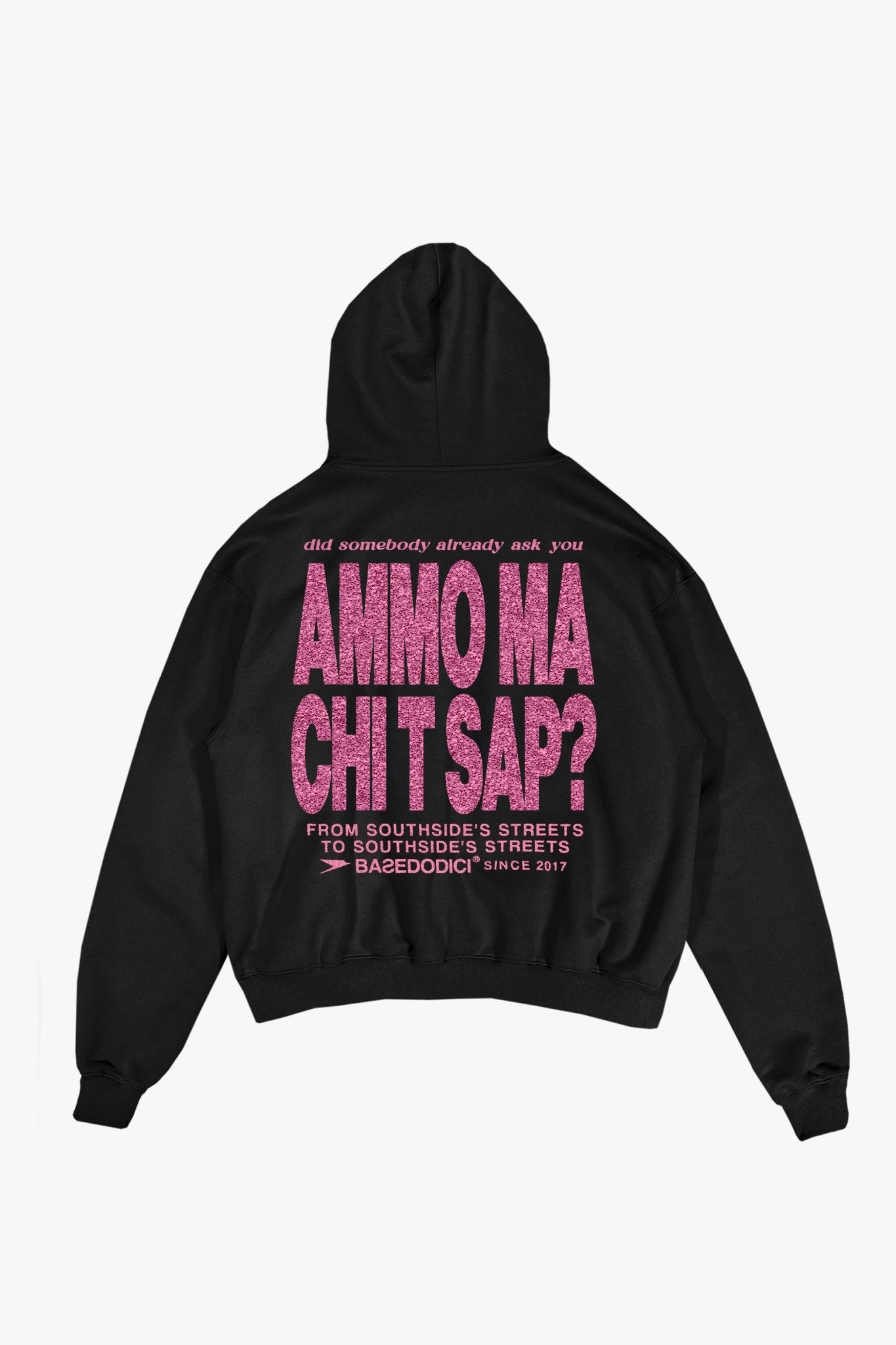 Hoodie "AMMO" CHI'T'SAP Black/Glitter Bubble Pink - BASEDODICI®