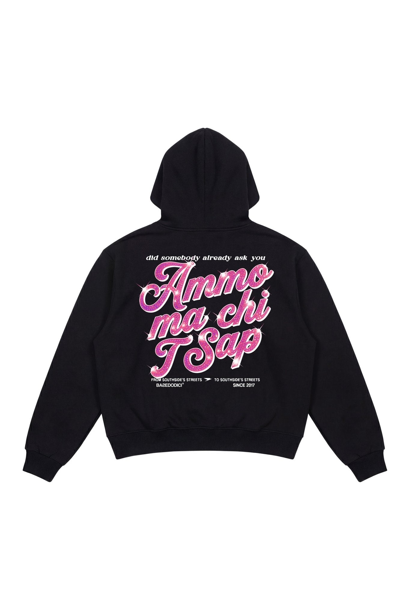 Hoodie "AMMO" CHI'T'SAP Black/GlitterPinkItalic - BASEDODICI®
