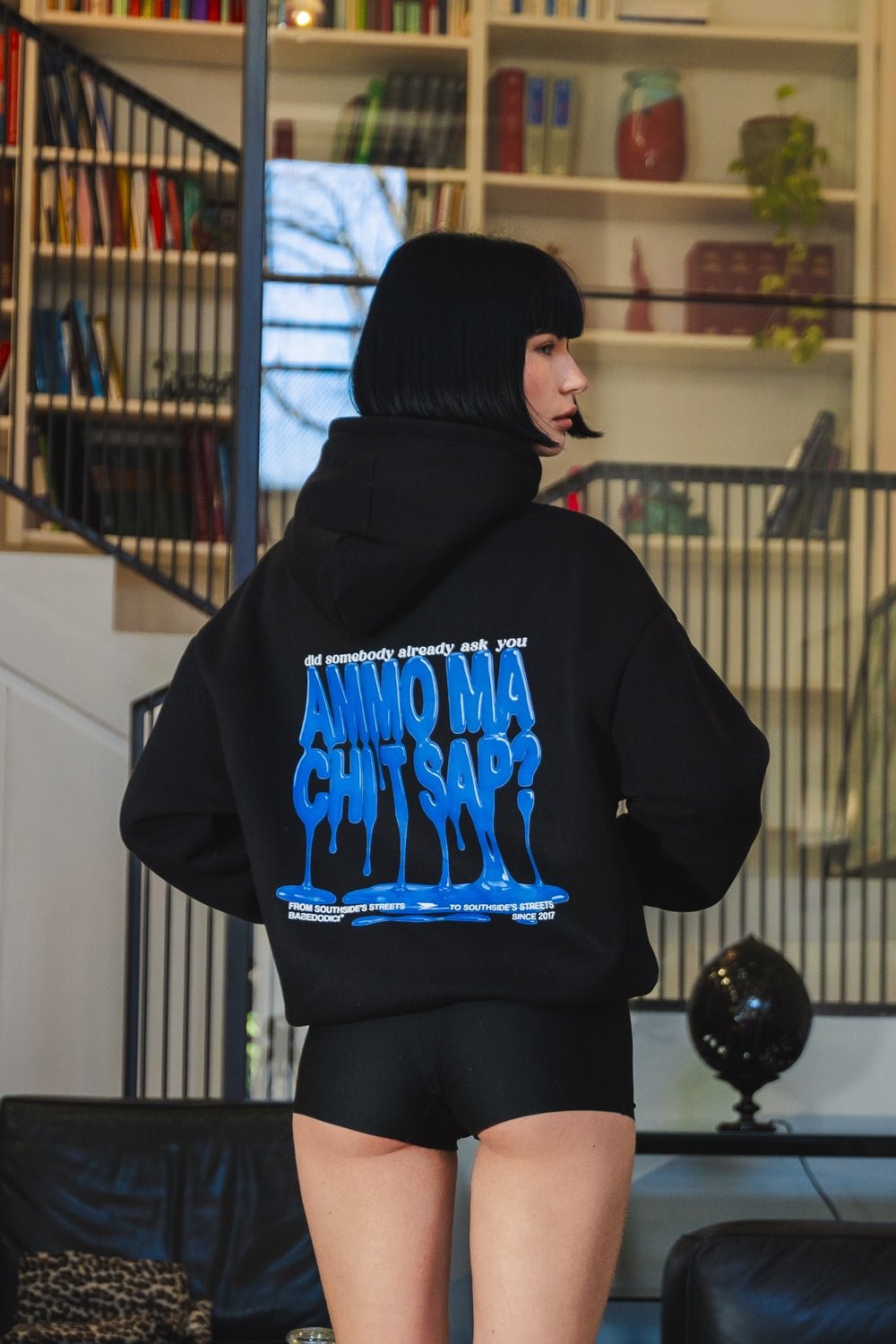 Hoodie "AMMO" CHI'T'SAP Black/PaintBlue - BASEDODICI®