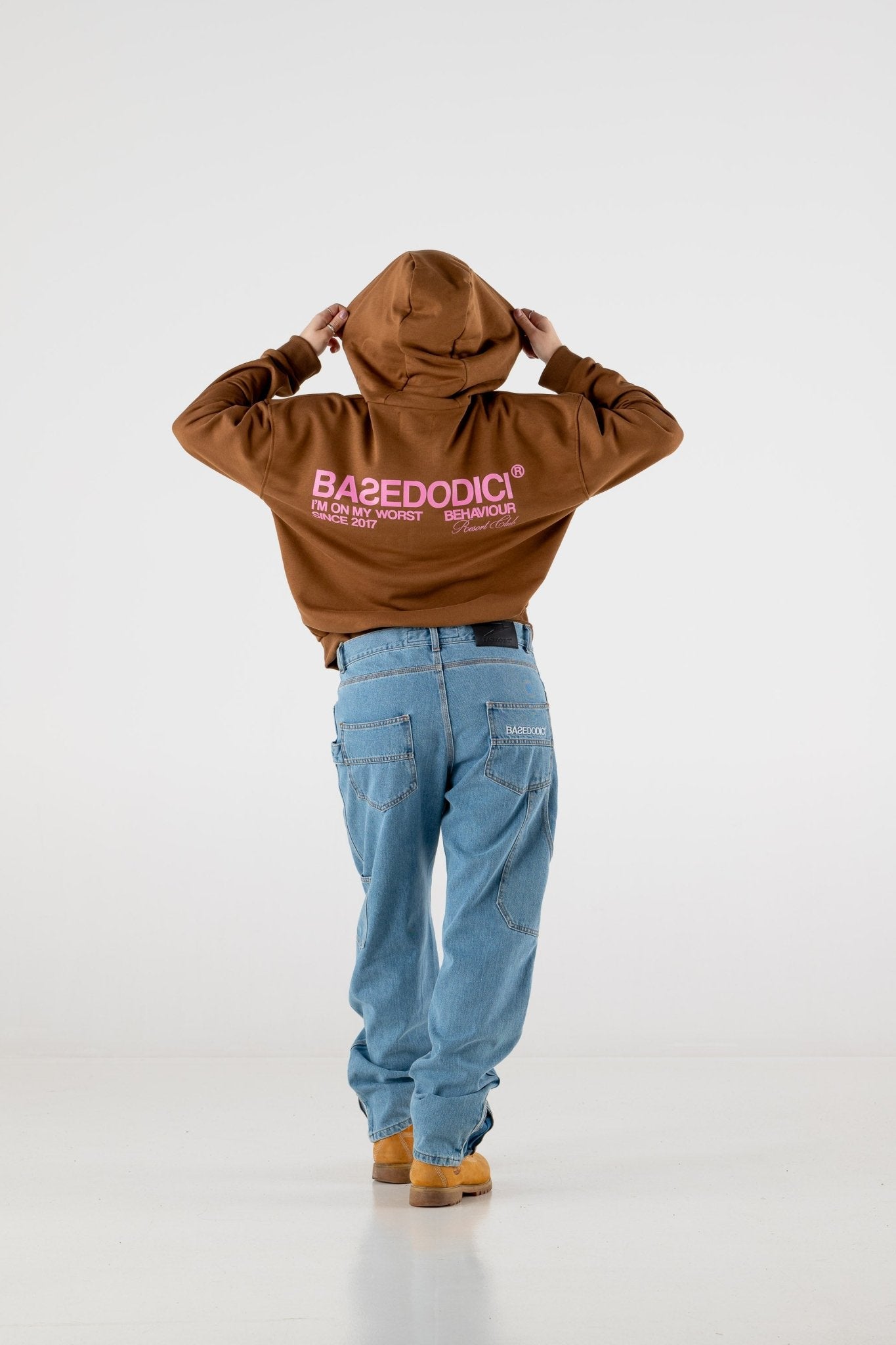 Hoodie Boxy “RESORT” Triple Logo Brown - BASEDODICI®