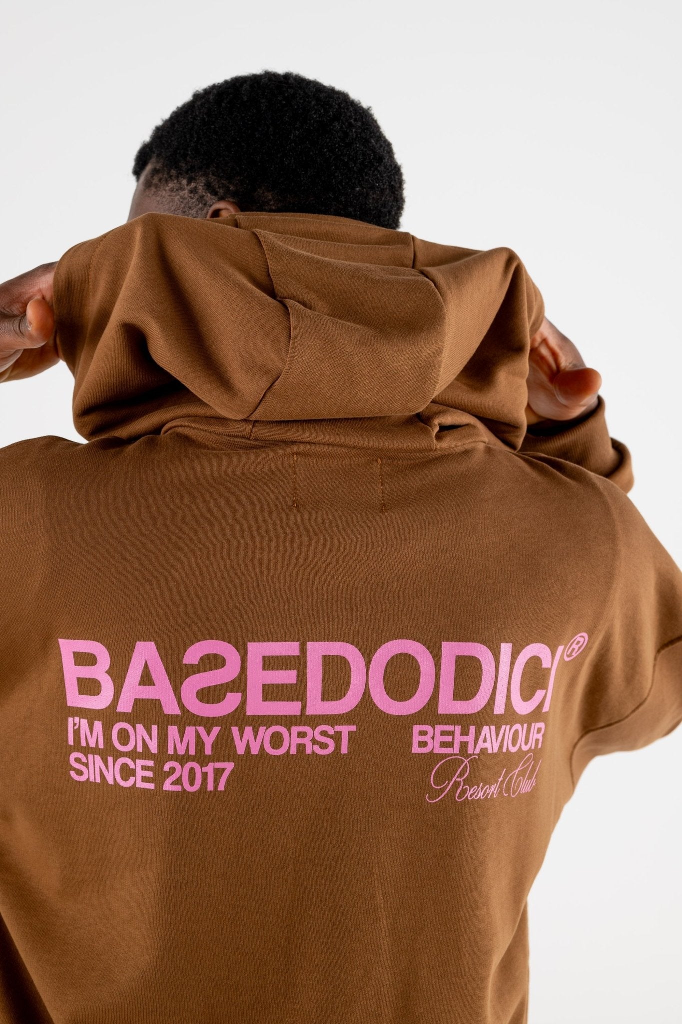 Hoodie Boxy “RESORT” Triple Logo Brown - BASEDODICI®