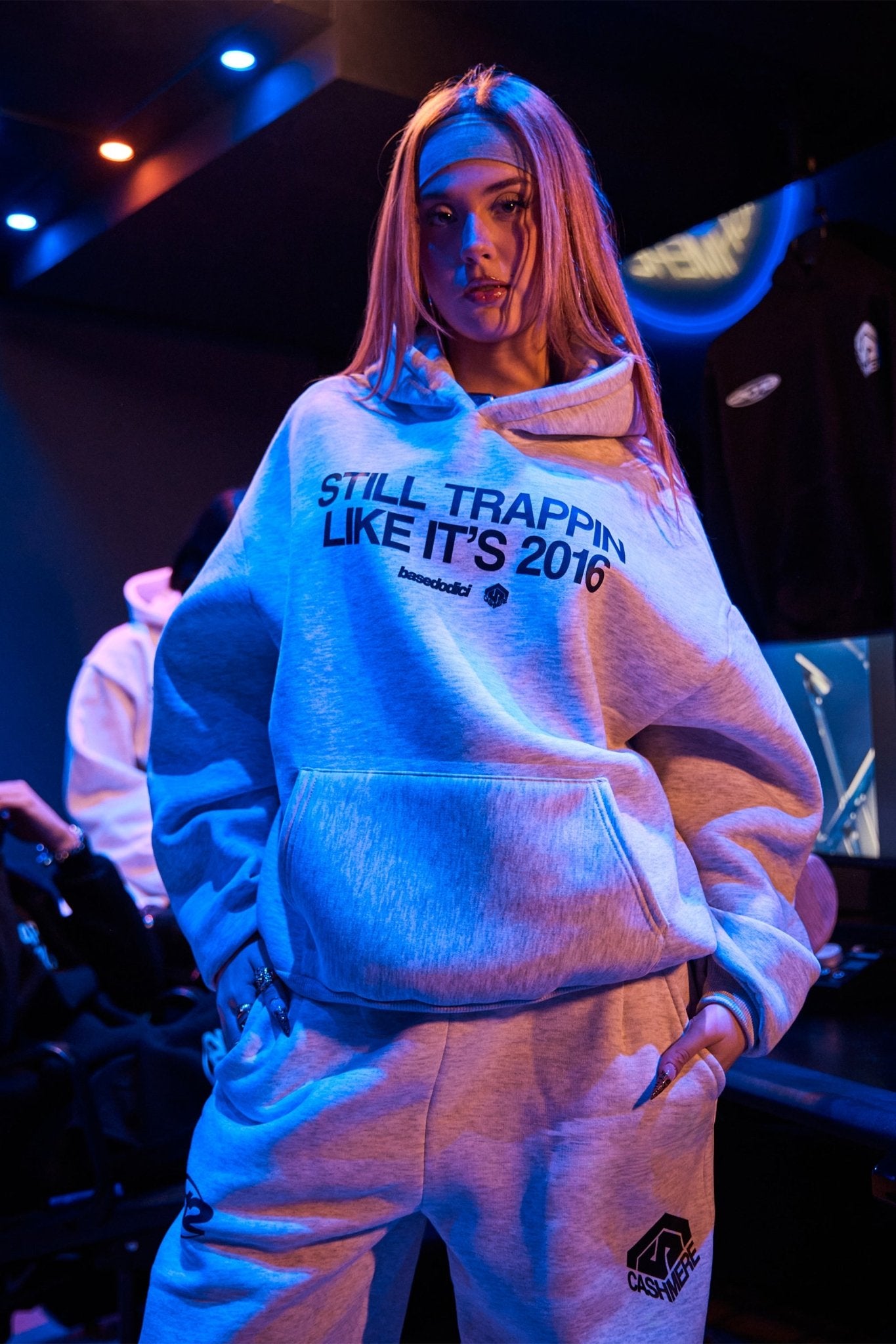Hoodie "CASHMERExBASEDODICI" StillTrappin AshGrey - BASEDODICI®
