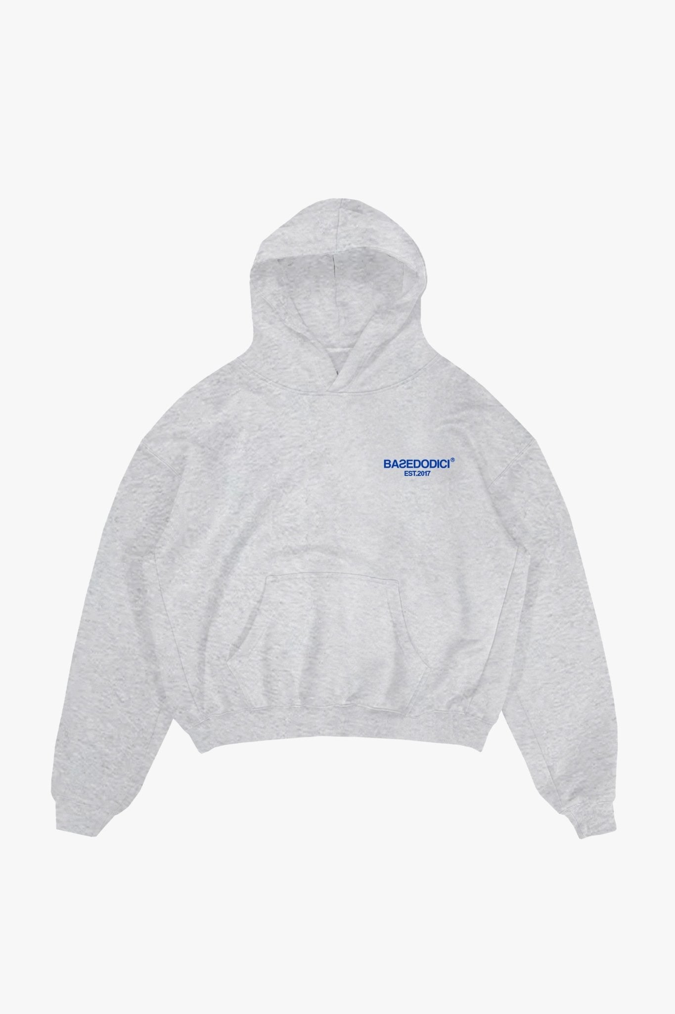 Hoodie "COMFY" Back Logo AshGrey/Blue - BASEDODICI®