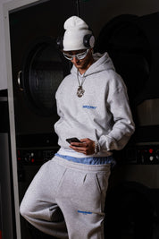 Hoodie "COMFY" Back Logo AshGrey/Blue - BASEDODICI®