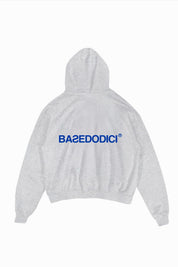 Hoodie "COMFY" Back Logo AshGrey/Blue - BASEDODICI®