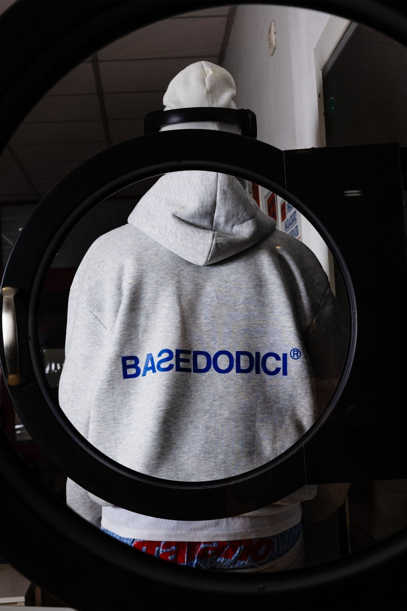 Hoodie "COMFY" Back Logo AshGrey/Blue - BASEDODICI®