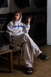Hoodie "COMFY" Front Logo AshGrey/Blue - BASEDODICI®