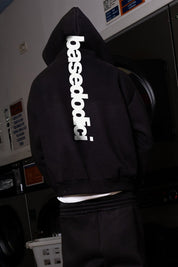 Hoodie "COMFY" Vertical Logo Black/White - BASEDODICI®