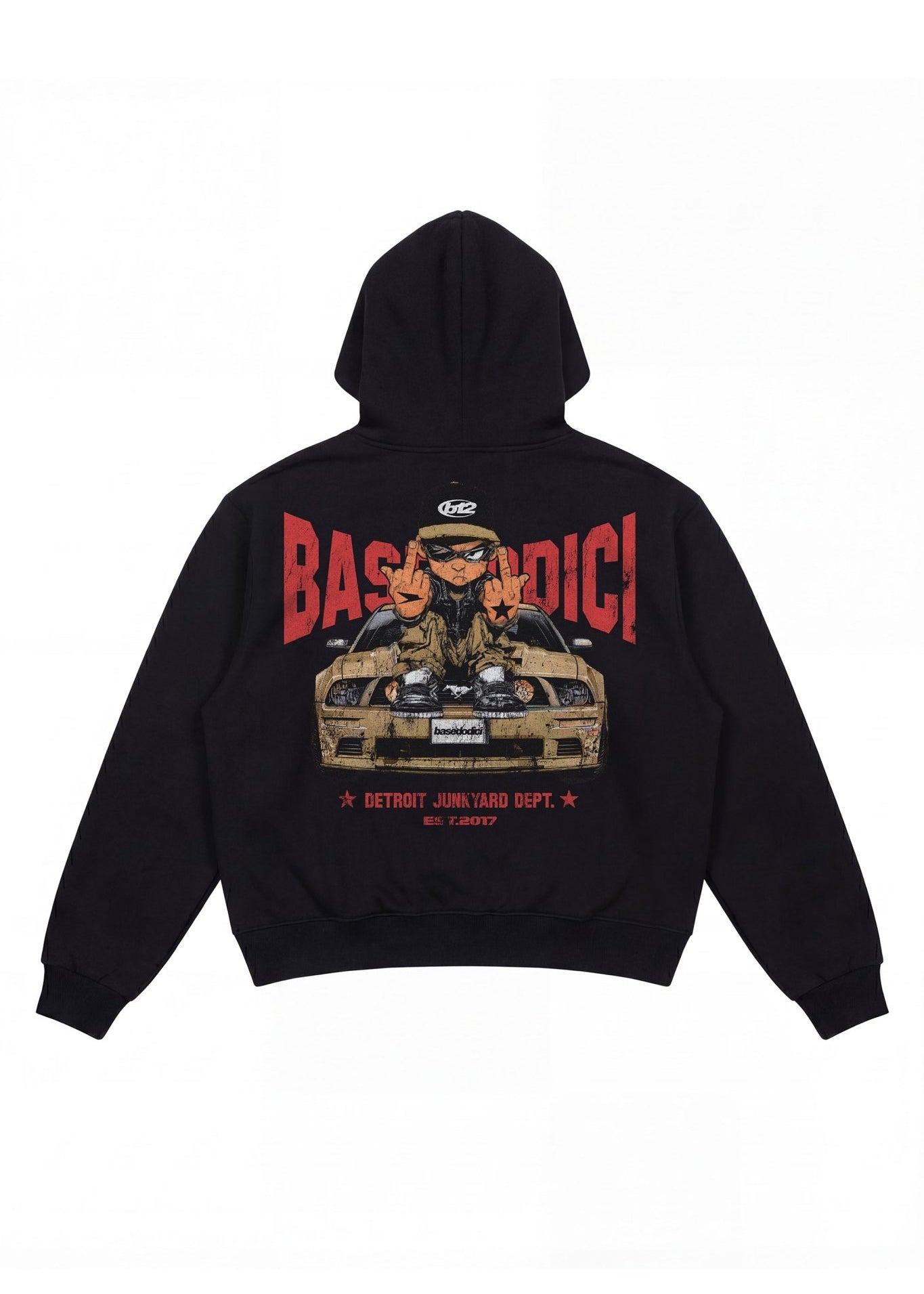 Hoodie "DETROIT" Junkyard Black - BASEDODICI®
