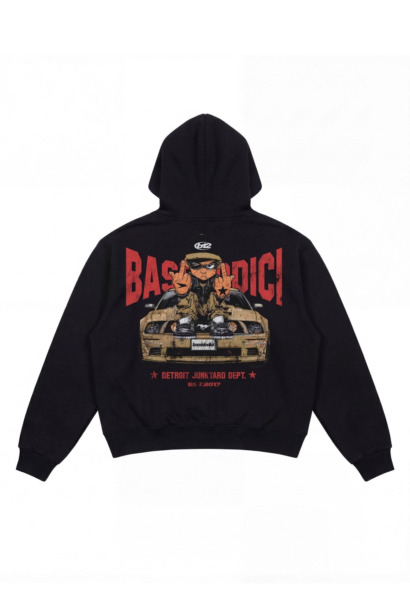 Hoodie "DETROIT" Junkyard Black - BASEDODICI®